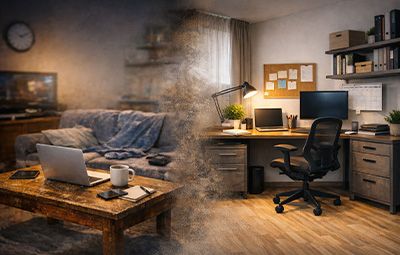 Домашният офис, който трябваше да създам, за да започна да работя истински