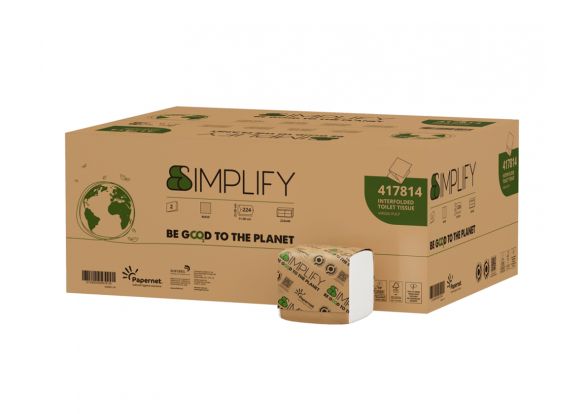 Papernet Simplify Тоалетна хартия на пачка 2 пласта, 224 къса
