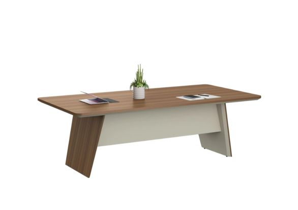 Заседателна маса Sahara, 2400 х 1200 х 760 mm, правоъгълен плот, ПДЧ 25 mm, дъб и сиво