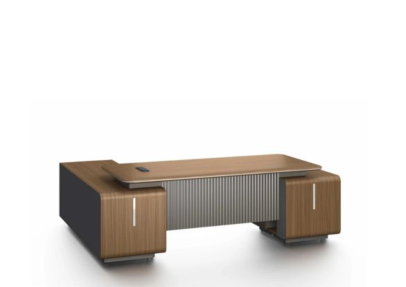 Бюро Capri, 2400 х 1850 х 760 mm, ПДЧ 50 mm, орех и сиво