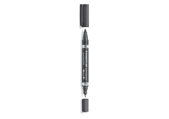 Двувърх перманентен маркер Staedtler Duo 348 F и М, черен