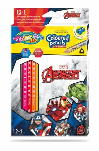 Цветни моливи 12 +1 цвята и острилка The Avengers Disney Colorino