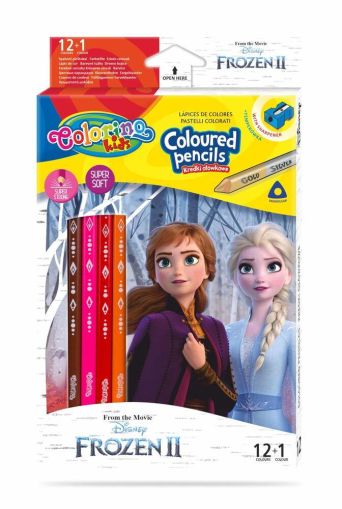 Цветни моливи 12 +1 цвята и острилка Frozen Disney Colorino