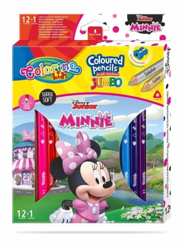 Цветни моливи JUMBO 12 +1 цвята и острилка Minnie Mouse Disney Colorino