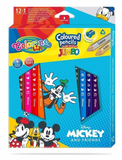 Цветни моливи JUMBO 12 +1 цвята и острилка Mickey Mouse   Friends Disney