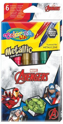 Флумастери The Avengers 6 металик цвята Colorino Disney