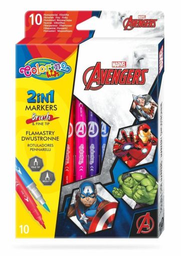 Двувърхи флумастери 10 цвята The Avengers Colorino Disney