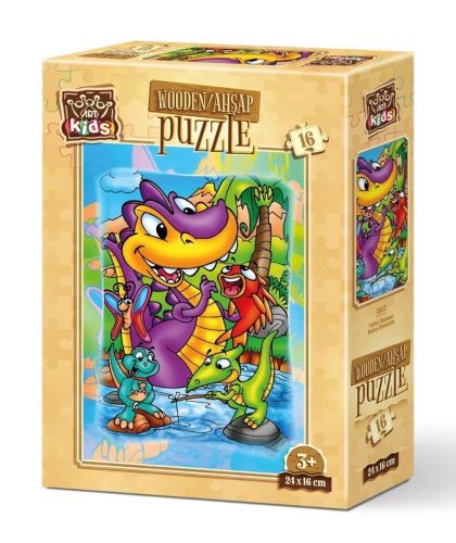 Дървен детски пъзел 16 части Art-Puzzle Dinosaurs