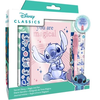 Таен дневник с катиранче, химикал и стикери Stitch