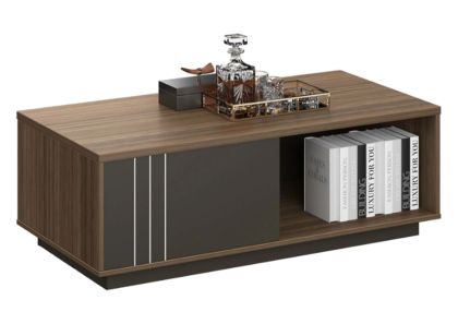 Ниска маса Corona, 1200 х 600 х 420 mm, правоъгълен плот, ПДЧ 25 mm, дъб Рейн и тъмносиво