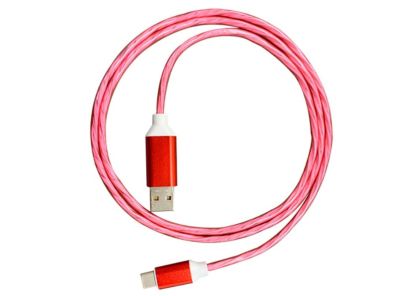 Кабел за телефон USB Type C 1m лед червен