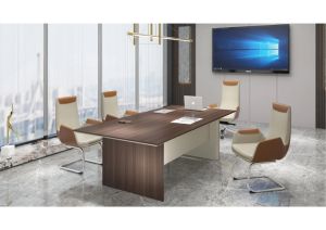 Заседателна маса Marbella, 2400 х 1200 х 760 mm, правоъгълен плот, ПДЧ 25 mm, дъб и сиво