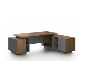 Бюро Capri, 2400 х 1850 х 760 mm, ПДЧ 50 mm, орех и сиво