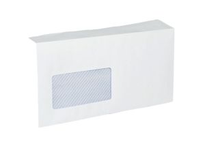 Пощенски плик DL с ляв прозорец 110 x 220 мм самозалепваща лента бял 100 броя