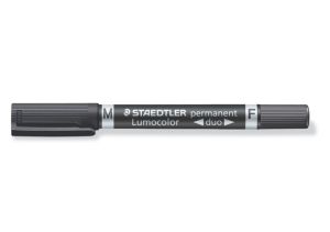 Двувърх перманентен маркер Staedtler Duo 348 F и М, черен